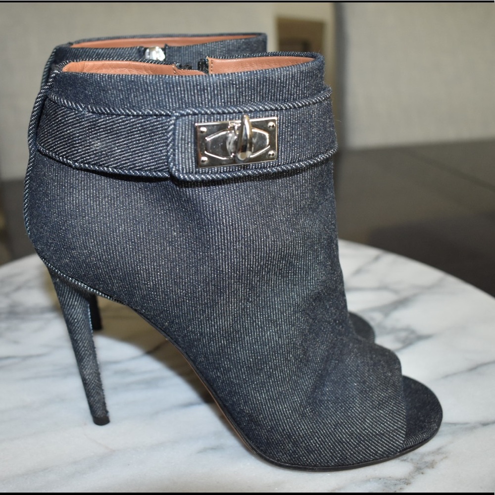 Givenchy denim open toe ankle boot